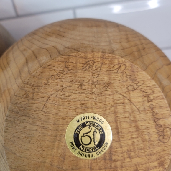 Vintage Hand Turned Myrtle Wood 3 Piece Bowl Set Made in USA, The Wooden Nickel - Picture 4 of 8